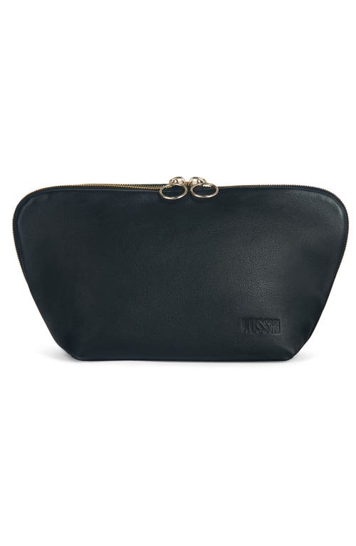 Shop Kusshi Signature Leather Makeup Bag In Black Leather/leopard