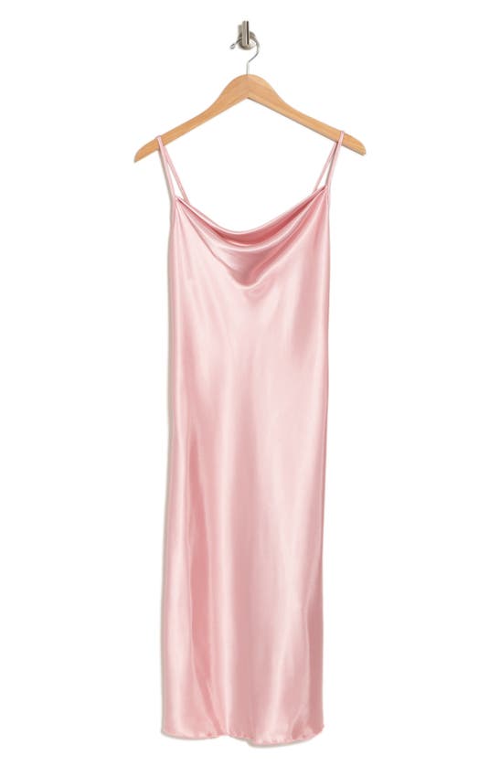 Bebe Satin Cowl Neck Midi Dress In Blush