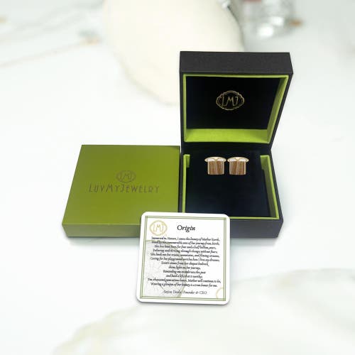 Luvmyjewelry Wood Jasper Stone Cufflinks In 14k Yellow Gold Plated Sterling Silver In 14kt Gold Vermeil On Sterling