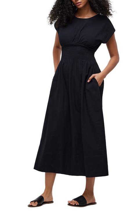 The Drop Women's Kimi Ruffled Shoulder Smocked Midi Dress, Black, XS :  : Clothing, Shoes & Accessories