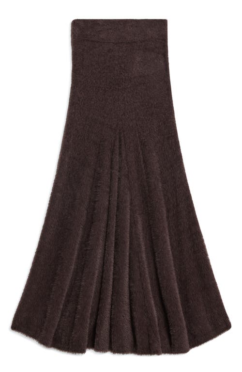 Shop Helmut Lang Grunge Pleated Eyelash Knit Maxi Skirt In Espresso - D1p