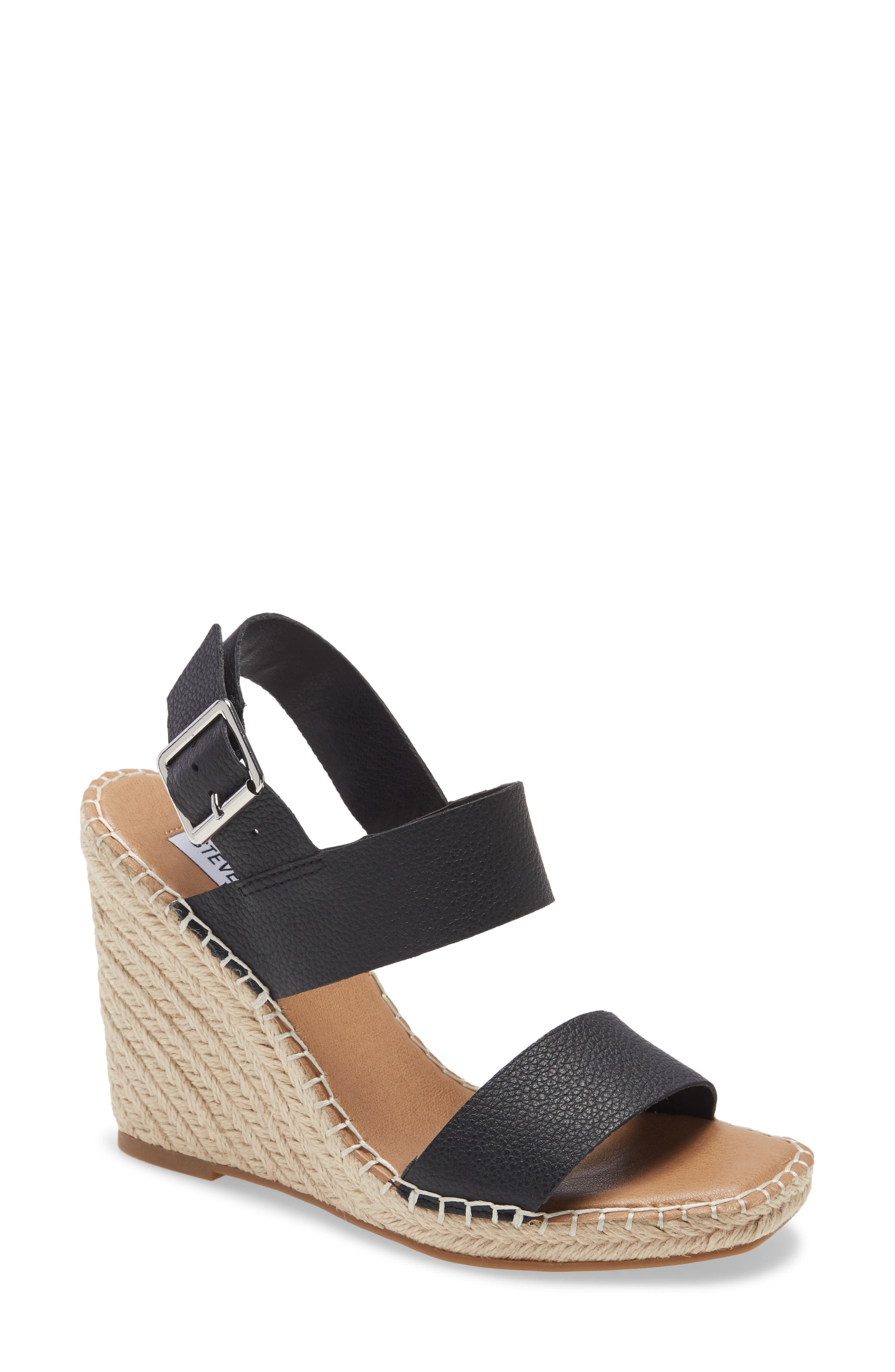 black wedge slingback sandals