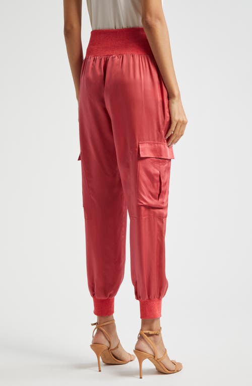 Shop Cinq À Sept Giles Cupro Crop Cargo Joggers In Sour Cherry