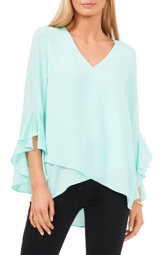 Vince Camuto Flutter Sleeve Tunic In Cool Waters