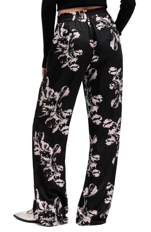 Shop Allsaints Charli Floral Satin Pants In Monica Black