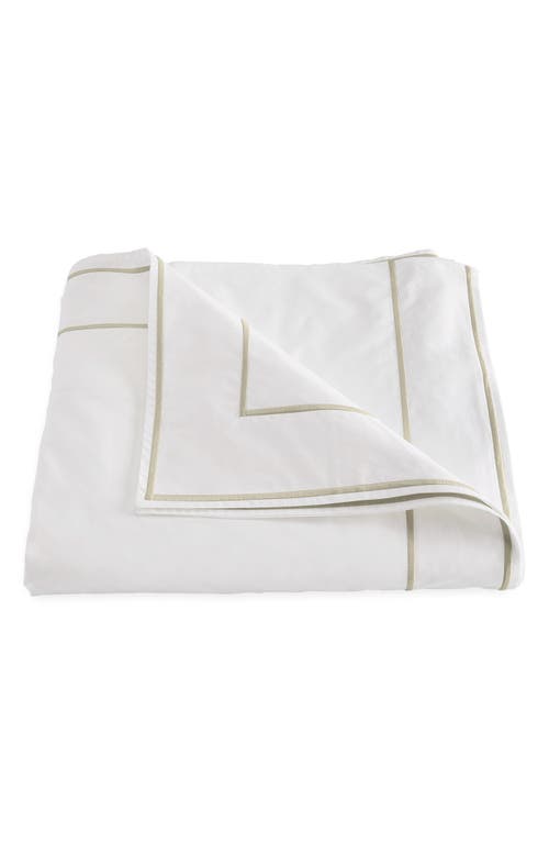 Matouk Ansonia Cotton Percale Duvet Cover in White/Almond at Nordstrom
