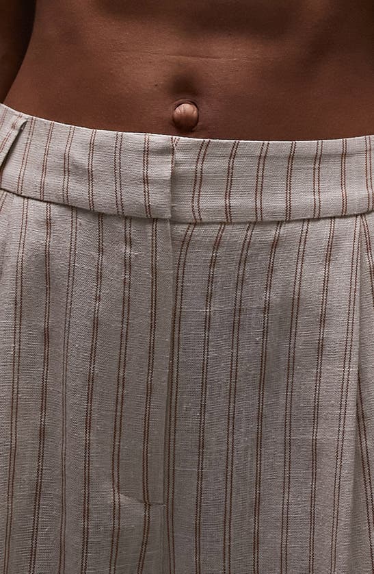 Topshop Stripe Wide Leg Pants In Cream