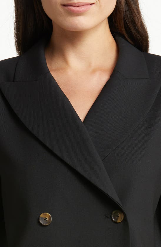 Twp Perfect Waiter Double Breasted Stretch Wool Crop Blazer In Black