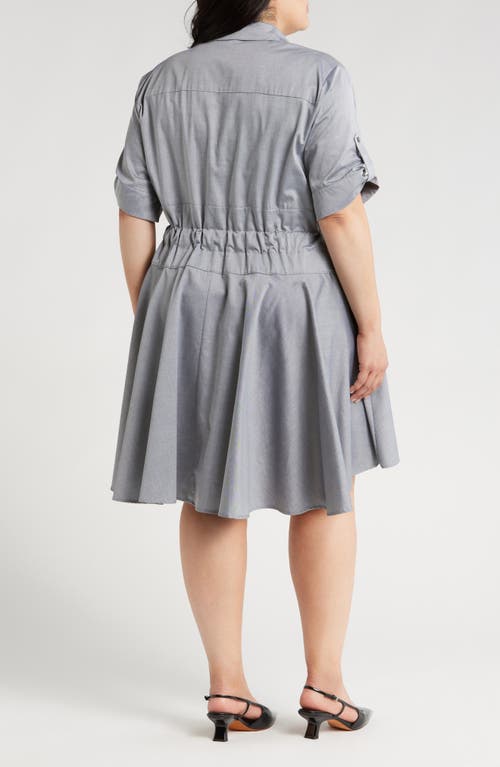 Shop Harshman Meadow Drawstring Waist Shirtdress In Grey