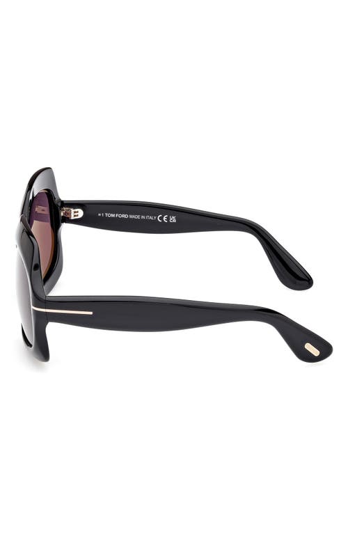 Shop Tom Ford Ren 60mm Geometric Sunglasses In Shiny Black/smoke