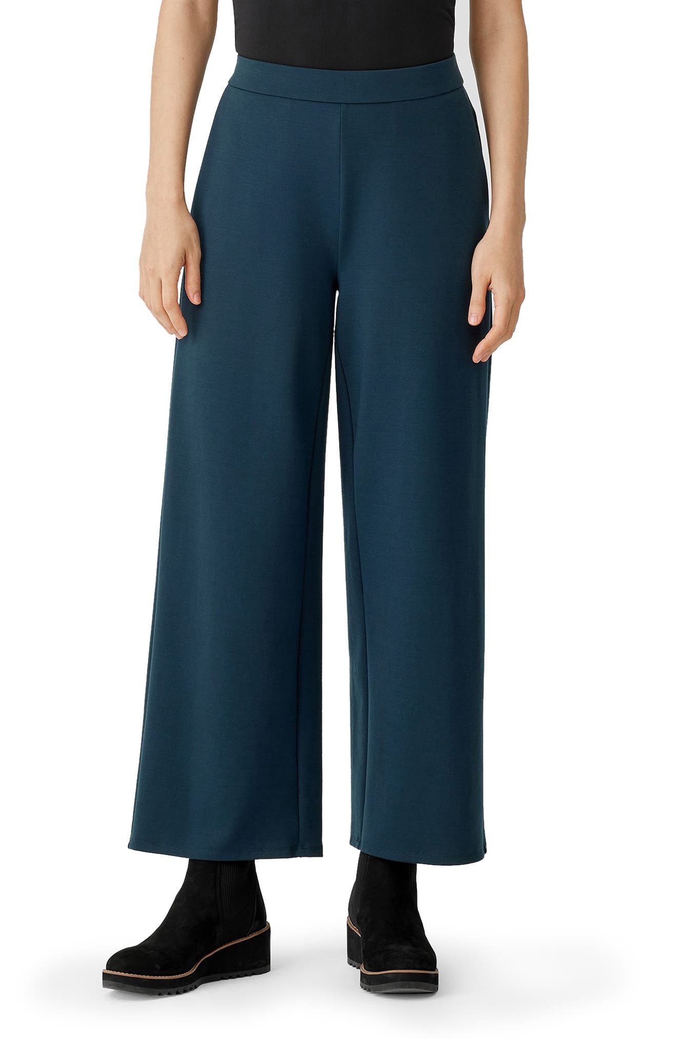 Eileen Fisher High Waist Wide Leg Ponte Pants Nordstrom