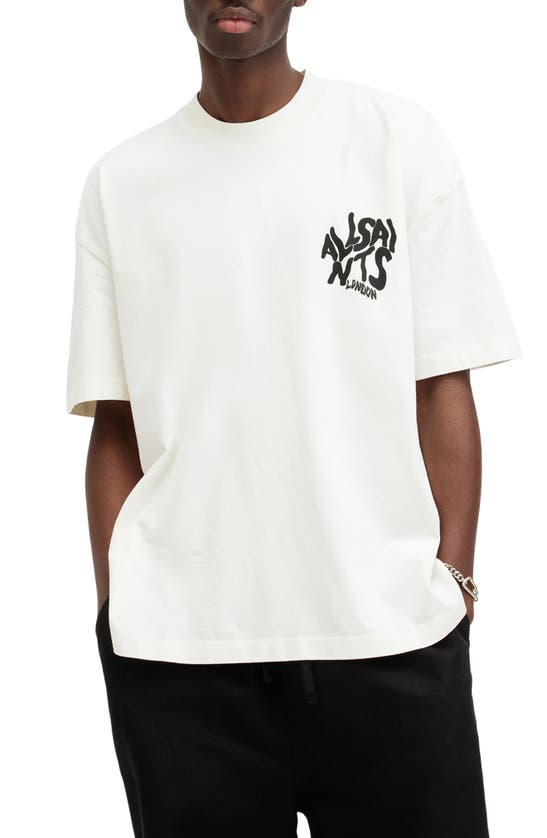 Allsaints Mens Ashen White Orlando Logo-print Relaxed-fit Organic-cotton T-shirt In Ashen White