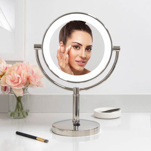 Shop Zadro Laguna Lighted Makeup Mirror With 5x/1x Magnifications In Polished Nickel