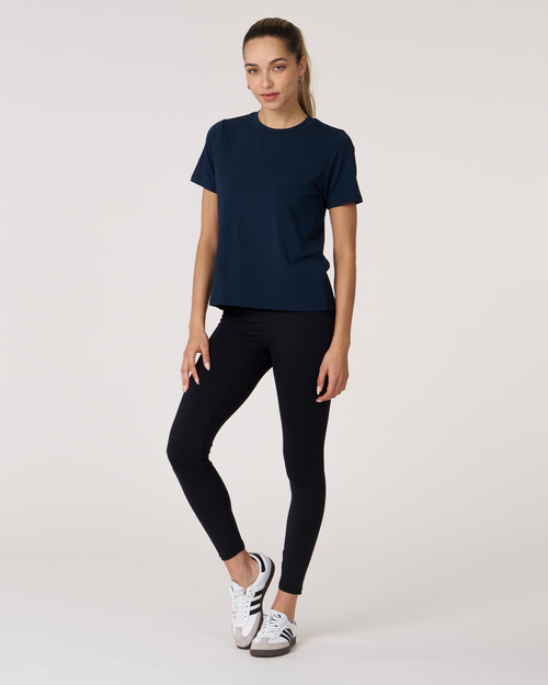 Shop Rebody Active Rebody Essentials Short Sleeve Top In Navy