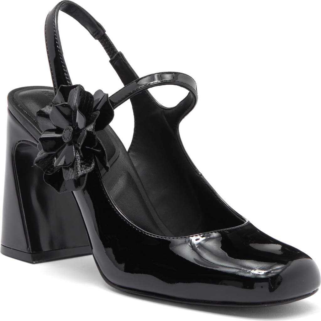 Karl Lagerfeld Pierra Womens Embellished Patent Leather Slingback Heels In Black