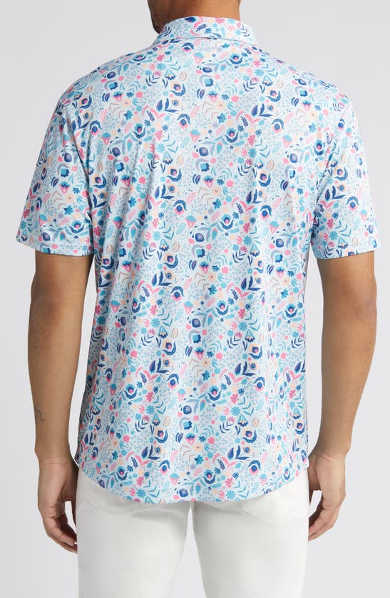 Shop Swannies Clyde Floral Golf Polo In Sky