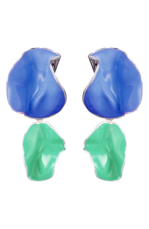 Enamel Fold Drop Earrings in Periwinkle/Pastel Green