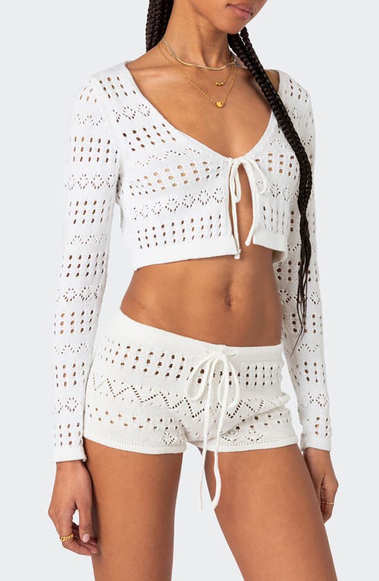 EDIKTED EDIKTED BETSY OPEN STITCH TIE FRONT CROP CARDIGAN