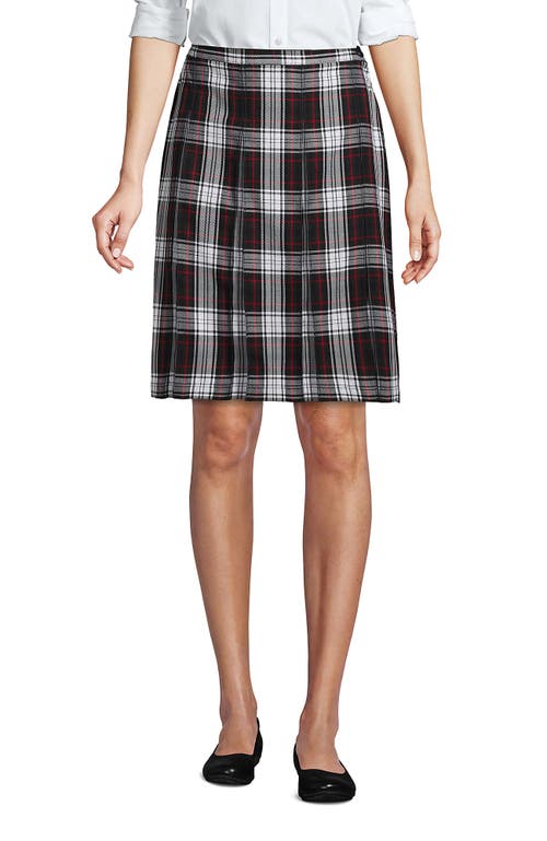 Shop Lands' End School Uniform Young  Plaid Box Pleat Skirt Top Of The Knee In Evergreen/white Plaid