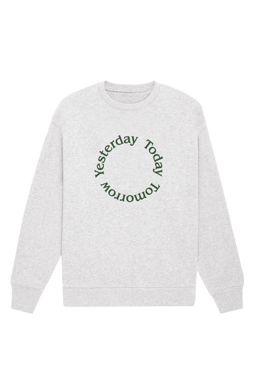 Gender Inclusive Yesterday Today Tomorrow Fleece Graphic Sweatshirt in Ash Gray/Green