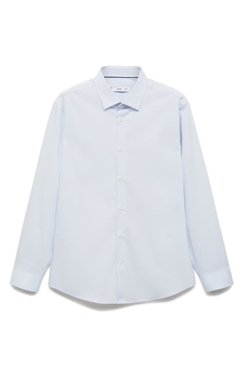 Shop Mango Stretch Button-up Shirt In Sky Blue