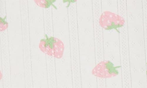 Shop Sandy Liang Strawberry Print Pointelle Cardigan