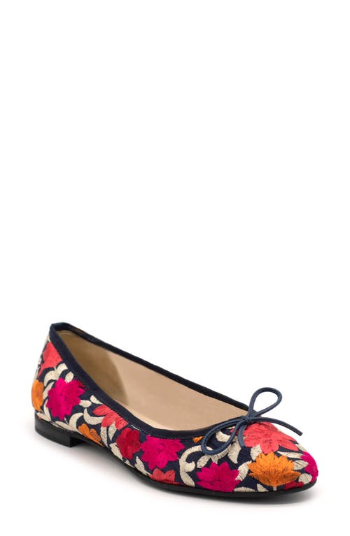 Butter Shoes Pavlova Embroidered Floral Ballet Flat in Navy