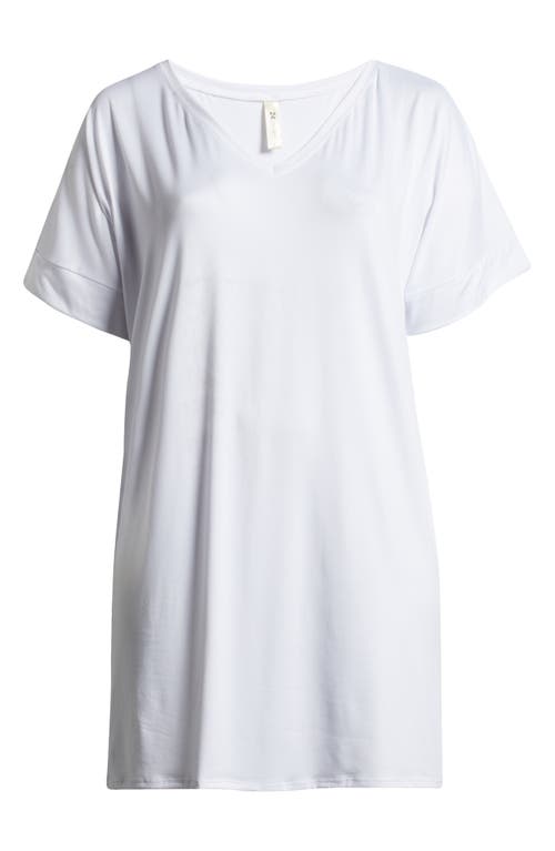 24seven Comfort Apparel Loose Fit Jersey T-shirt Dress In White