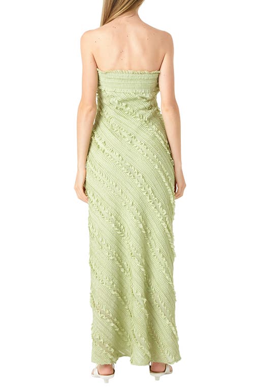 Shop Endless Rose Ruffle Strapless Maxi Dress In Pistachio