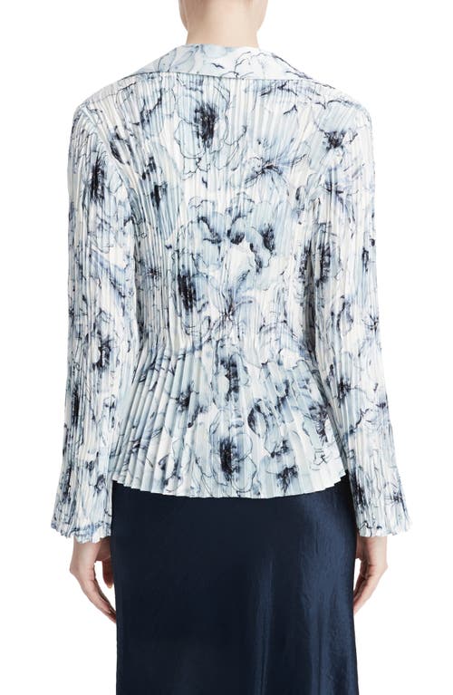 Vince Washed Lily Pleated Long-sleeve Blouse In Pale Azure