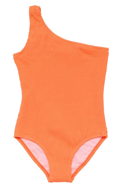 Snapper Rock Kids' Tangerine One-Shoulder One-Piece Swimsuit in Orange