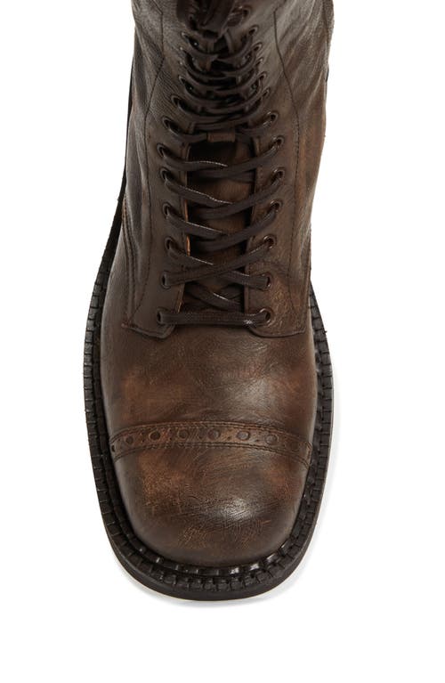 Shop Miu Miu Cap Toe Combat Boot In Cacao