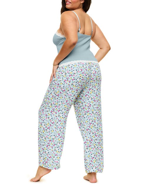 Adore Me Bryony Pajama Cami & Pants Set In Ditsy Blue