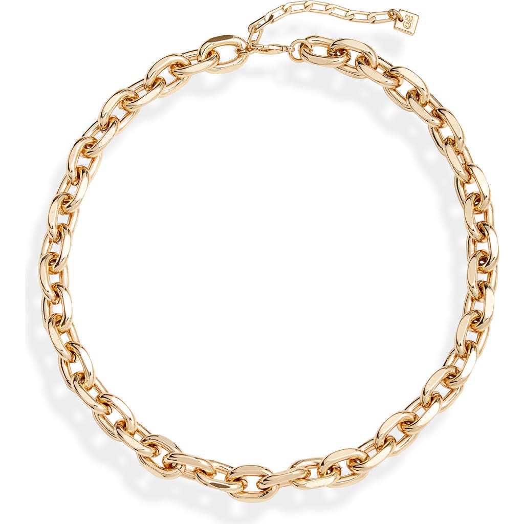 Open Edit Faceted Chain Link Necklace In Gold
