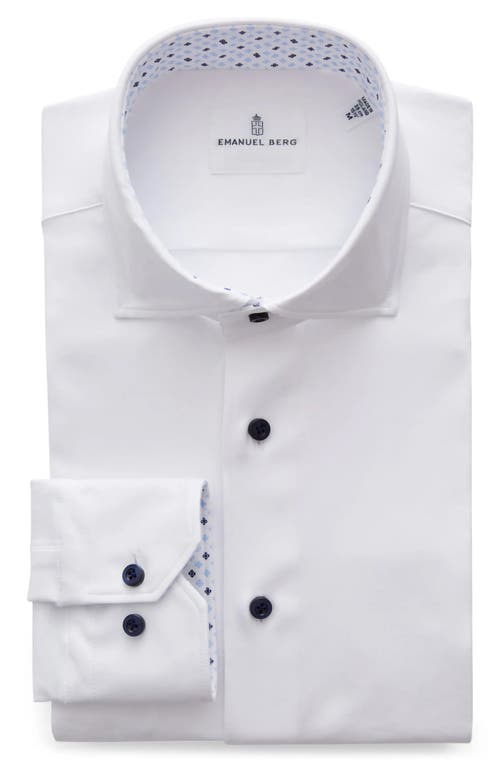 4Flex Slim Fit Solid Knit Button-Up Shirt in White