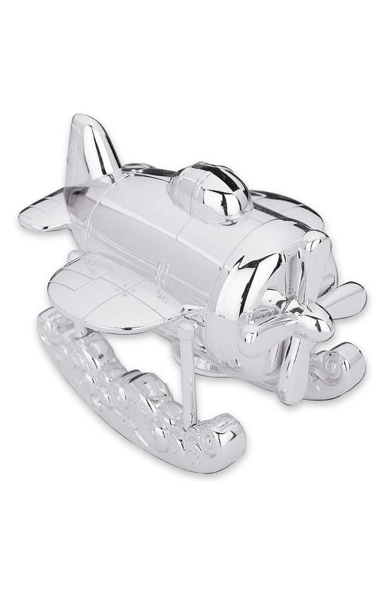 Reed & Barton Zoom Zoom Airplane Coin Bank In Metallic Tones