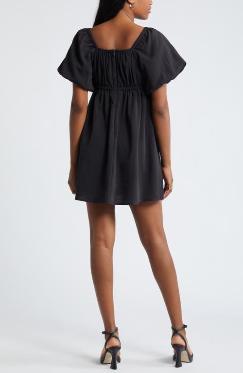 Bp. Puff Sleeve Minidress In Black Night