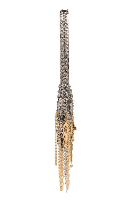 Rabanne 1969 Nano Iconic Tassel Shoulder Bag In Silver / Gold