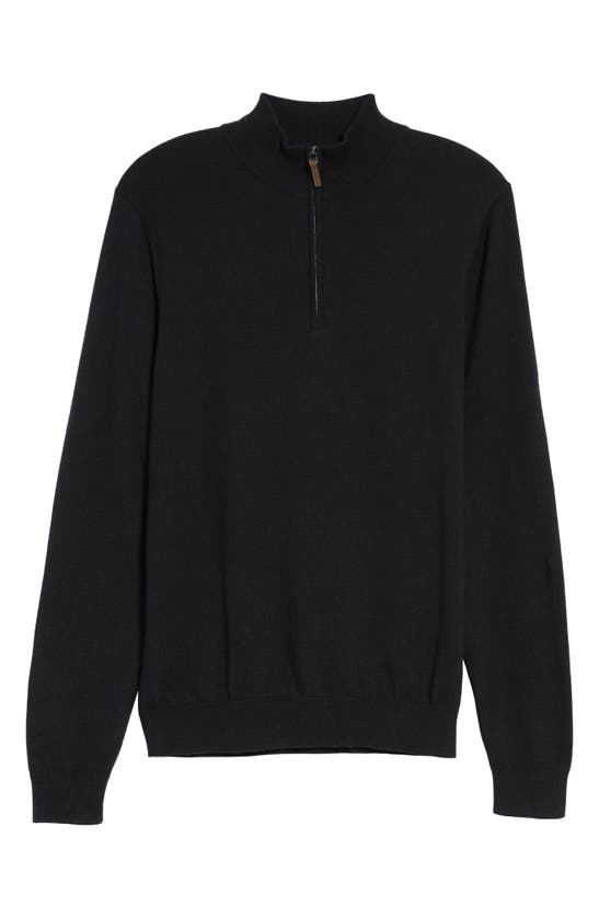 Nordstrom Half Zip Cotton & Cashmere Pullover Sweater In Black Caviar