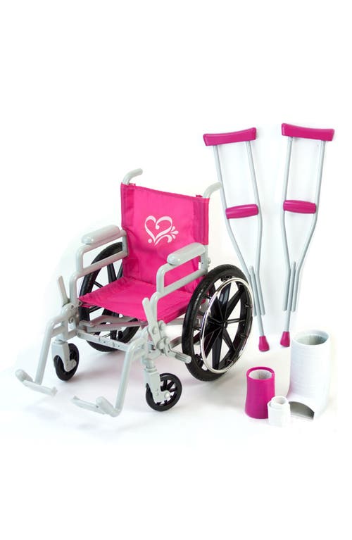 Teamson Kids Sophia's Doll Wheelchair & Crutch Set in Hot Pink/Silver at Nordstrom