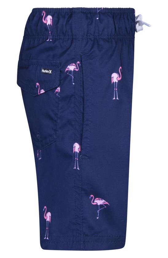 Shop Hurley Kids' Flamingo Party Pull-on Swim Shorts In Midnight Navy