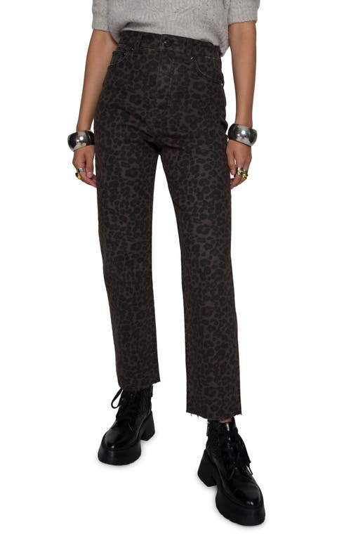 Shop Rebecca Minkoff Ezra Print High Waist Straight Leg Jeans In Grey Leopard