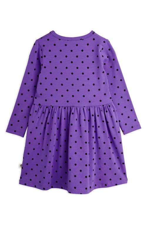 Shop Mini Rodini Kids' Polka Dot Long Sleeve Dress In Purple