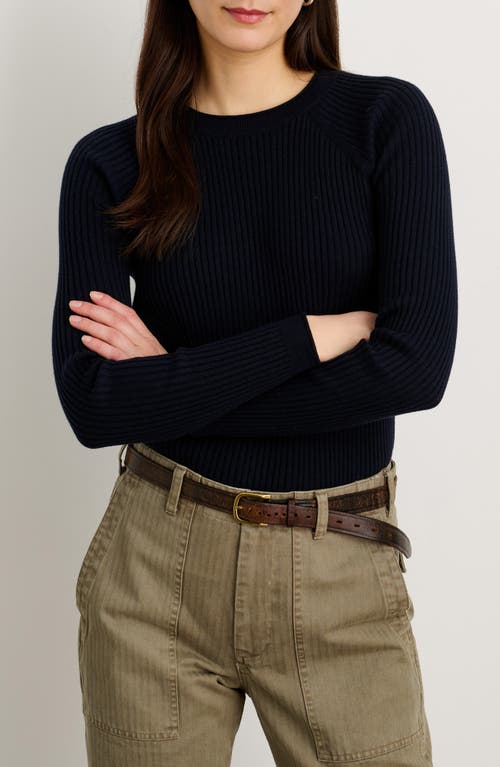 Josie Rib Cotton & Cashmere Sweater in Navy