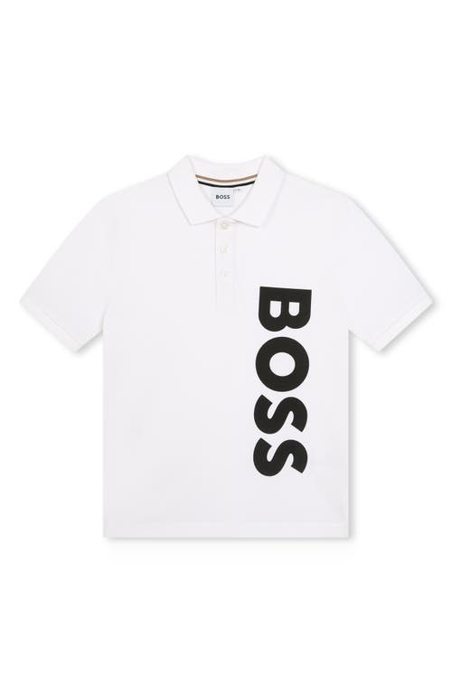 BOSS Kidswear Kids' Cotton Graphic Polo White at Nordstrom, Y