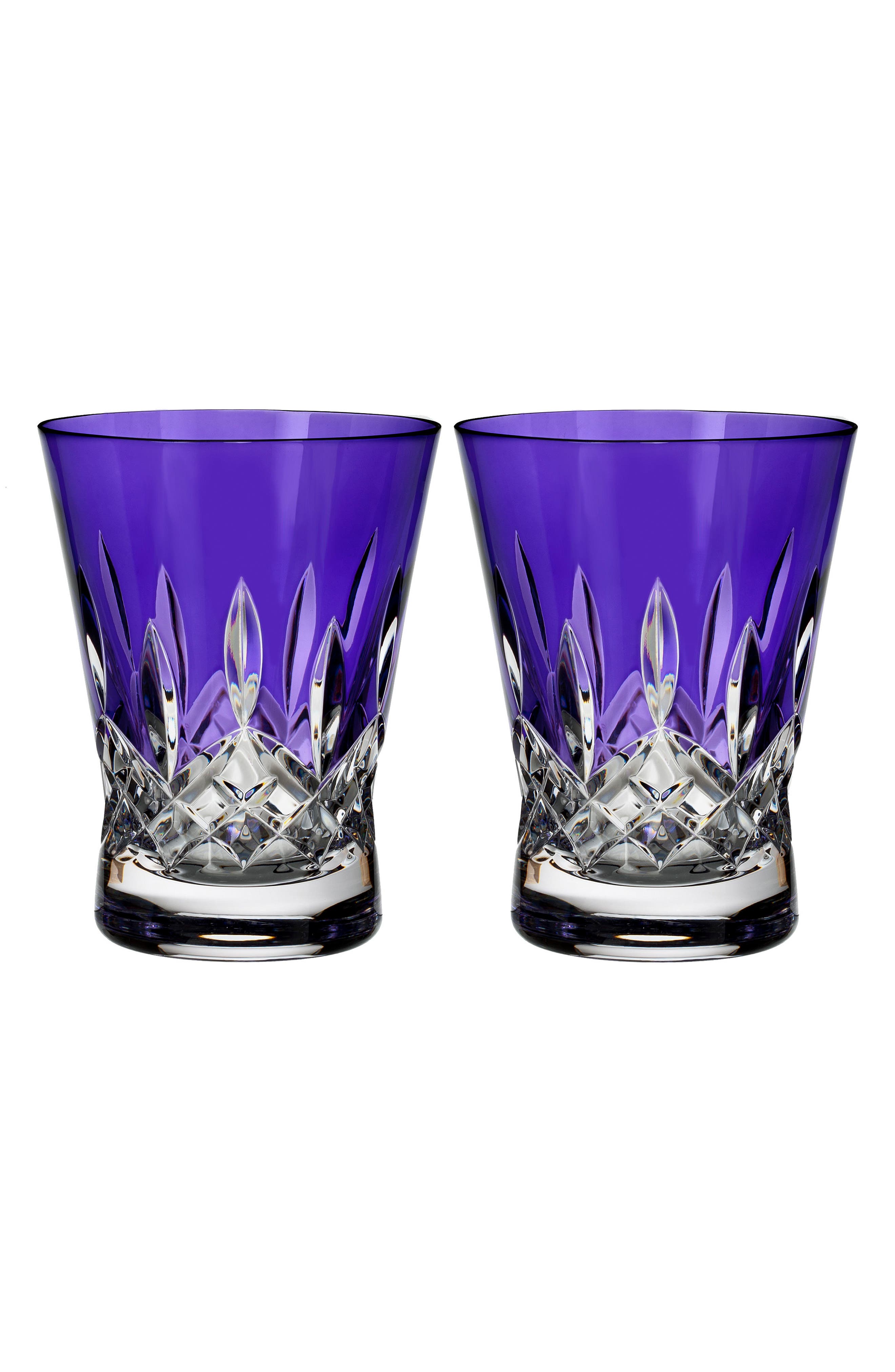 Waterford Lismore Pops Set of 2 Purple Lead Crystal Double Old