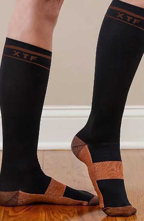 Extreme Fit Pack Of 6 Copper Infused Knee High Socks In Black