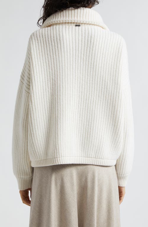 Herno Rib Wool Sweater Knit Bomber Jacket In White