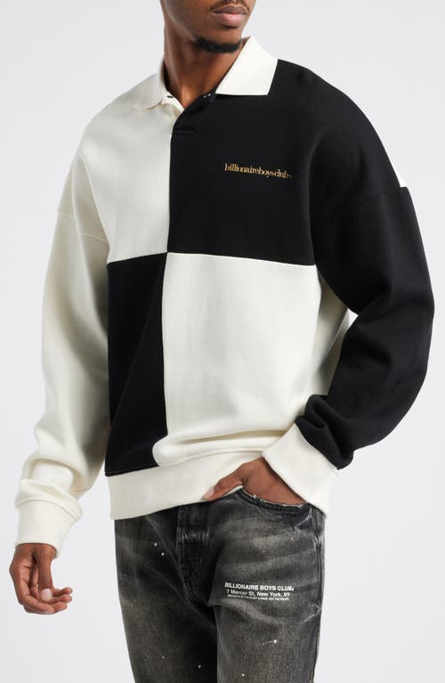 Billionaire Boys Club Mustang Colorblock Cotton Polo Sweatshirt in Whisper White 