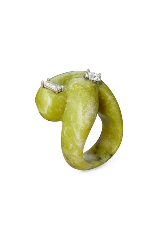 Shop Tory Burch Carved Semiprecious Ring In Jade